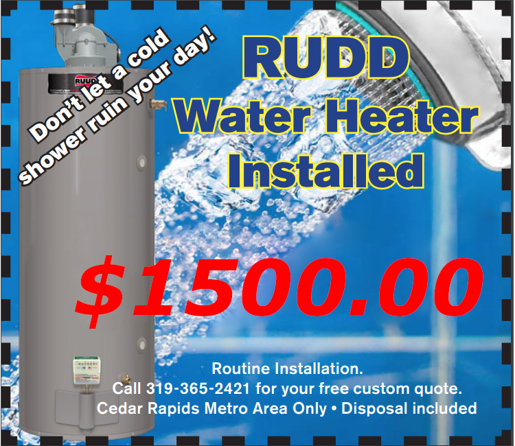 Rudd Water Heater Installed $1500.00